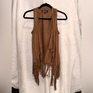 Boho suede fringe summer open vest